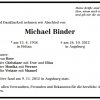 Binder Michael 1934-2012 Todesanzeige